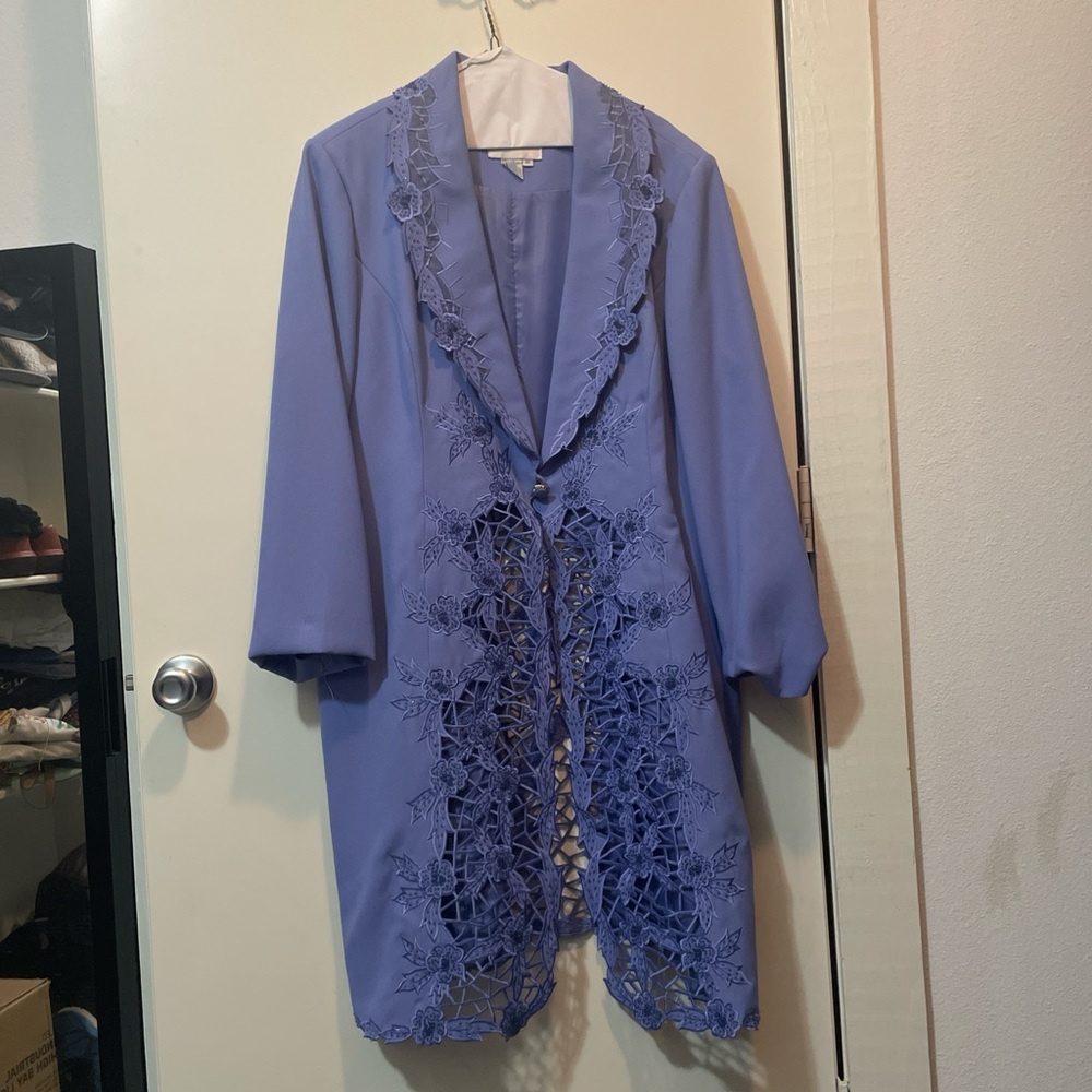 Size 22 Purple 4-piece blazer, top, pants, and skirt set